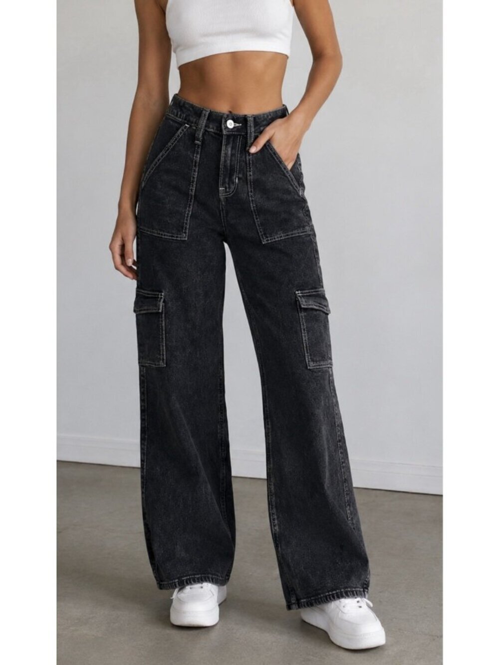 Hollister Jeans Womens Sz 00R Black W23/L31 High Rise Vintage Baggy Denim Grunge